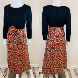 Vintage 50s Mendel Metallic Printed Maxi Dress